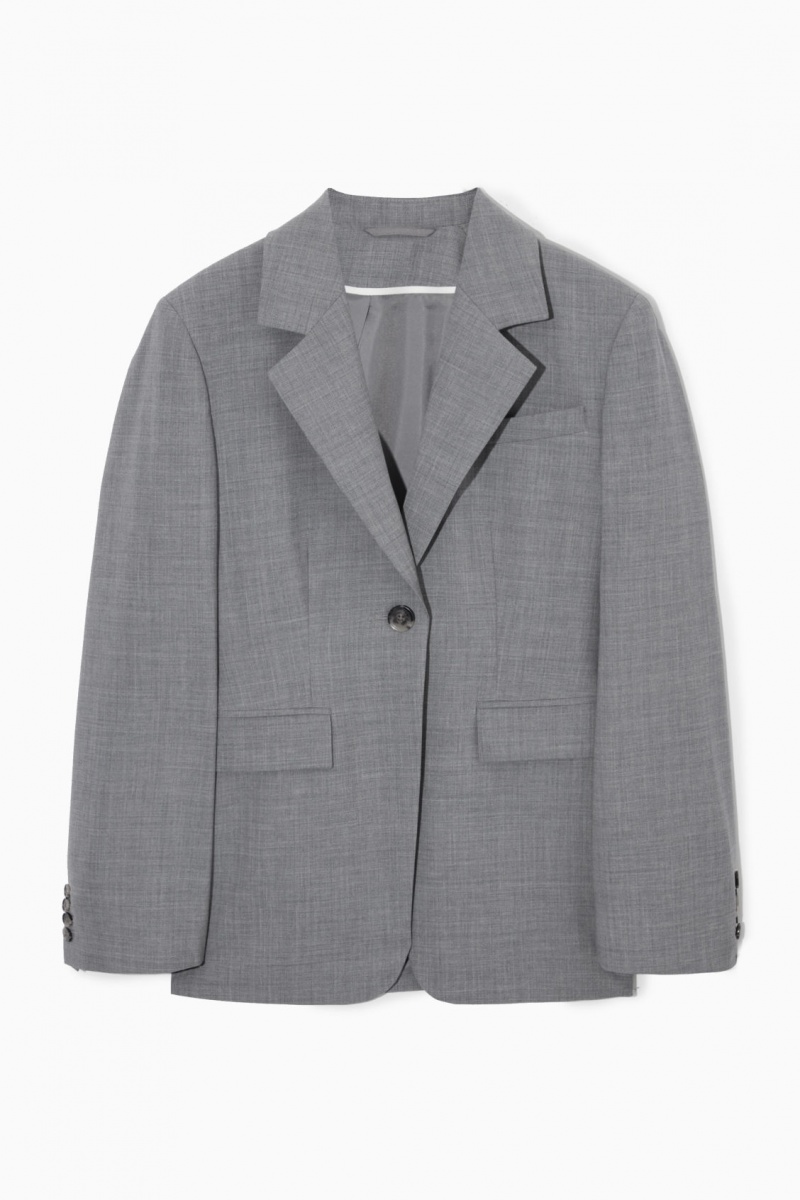 Women's COS Waisted Wool Blazer Dark Grey NZ-58OHDNQLM