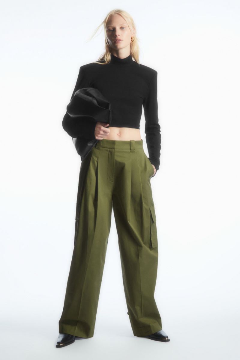 Women's COS Wide-Leg Cargo Pants Khaki NZ-16TEUCOFV