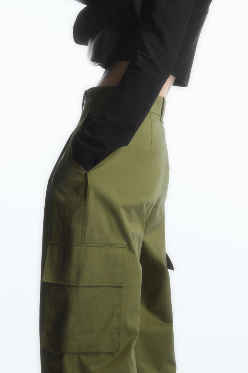 Women's COS Wide-Leg Cargo Pants Khaki NZ-16TEUCOFV