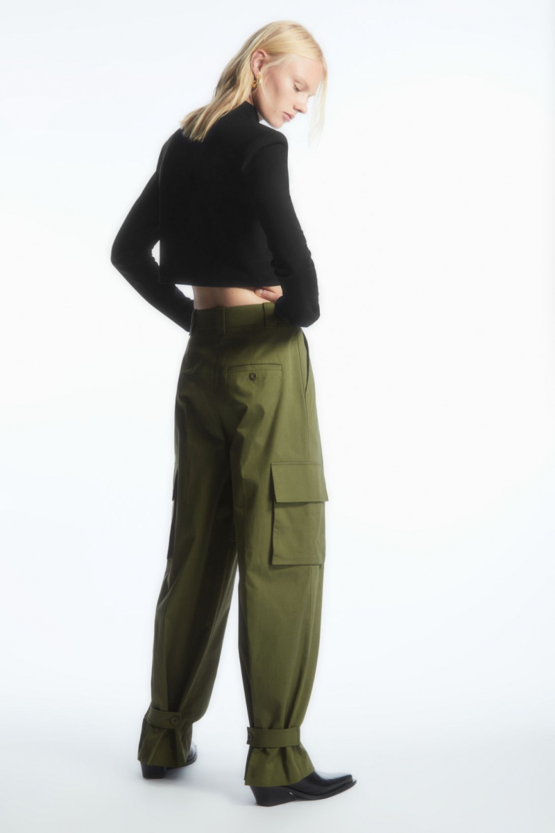 Women's COS Wide-Leg Cargo Pants Khaki NZ-16TEUCOFV