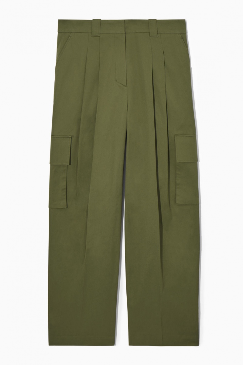 Women's COS Wide-Leg Cargo Pants Khaki NZ-16TEUCOFV