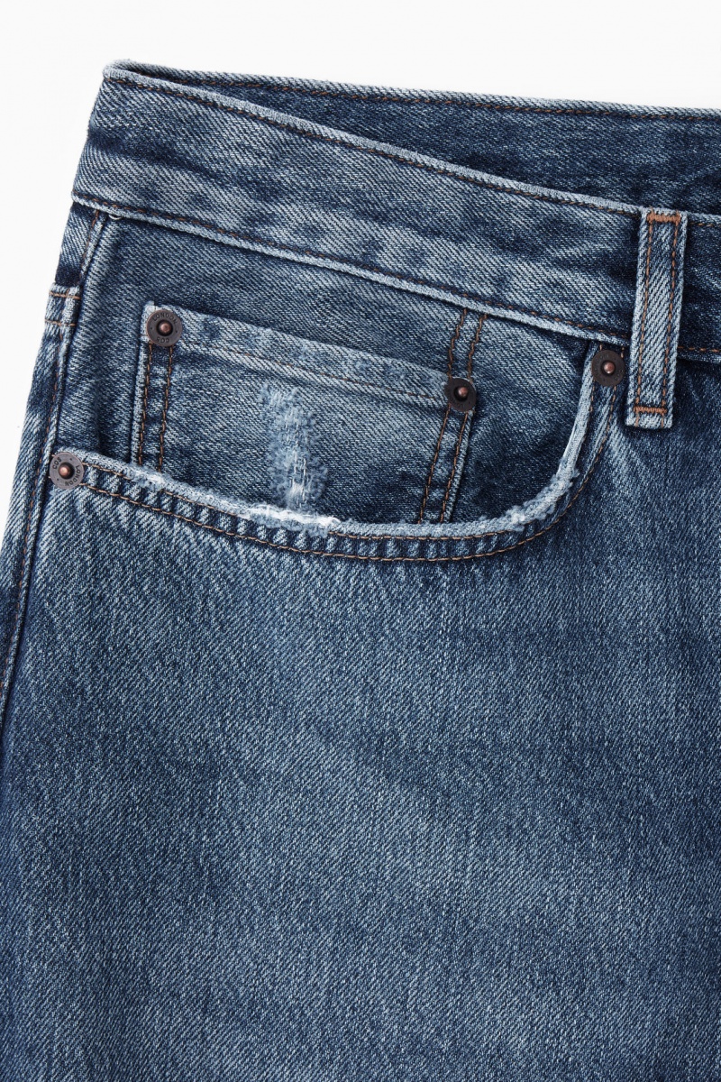 Women's COS Wide-Leg Drawstring Denim Pants Blue NZ-53TXPJZFH