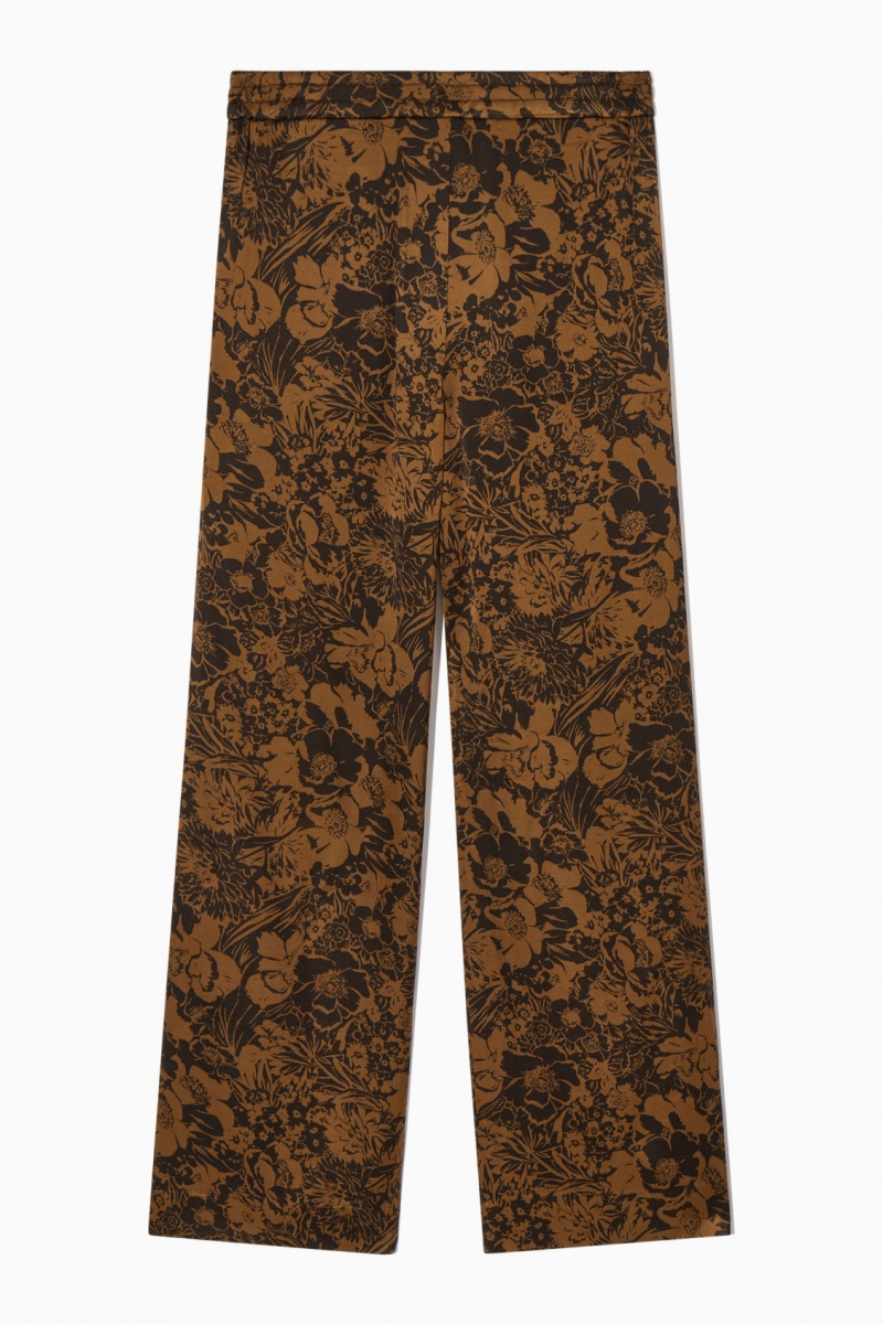 Women's COS Wide-Leg Floral-Print Pants Brown / Black NZ-89KDBJVOL