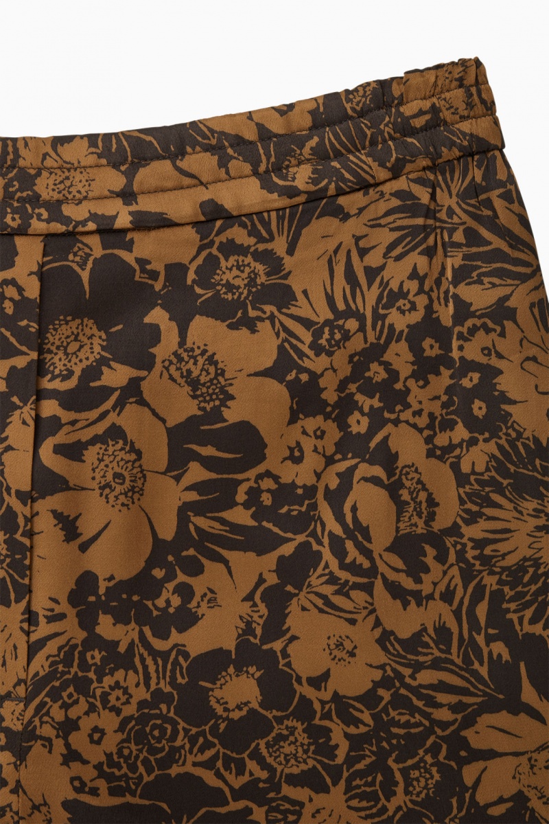 Women's COS Wide-Leg Floral-Print Pants Brown / Black NZ-89KDBJVOL