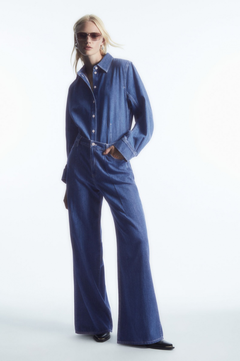 Women's COS Wide-Leg High-Rise Jeans Light Blue NZ-14AYFMXGS
