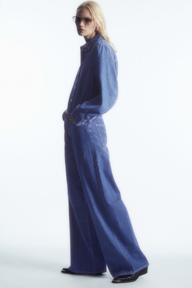 Women\'s COS Wide-Leg High-Rise Jeans Light Blue NZ-14AYFMXGS