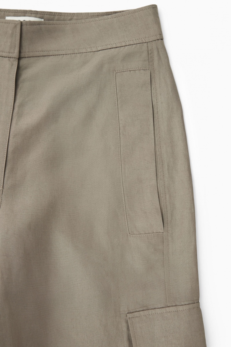 Women's COS Wide-Leg Linen-Blend Cargo Pants Grey NZ-68SIGBOAU