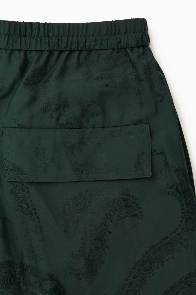 Women's COS Wide-Leg Paisley-Jacquard Pants Dark Green NZ-95QKGLRVC