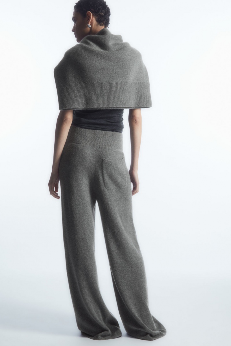 Women's COS Wide-Leg Pure Cashmere Pants Grey NZ-48MCDOGWK