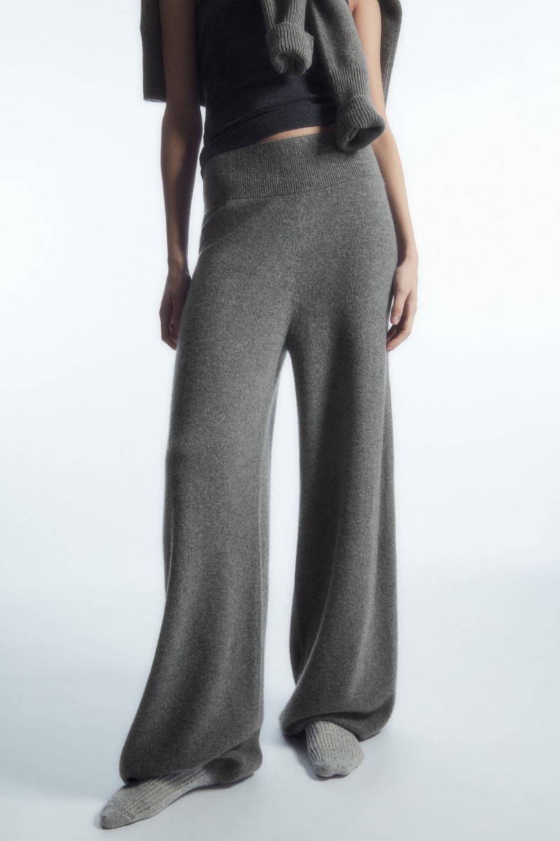 Women's COS Wide-Leg Pure Cashmere Pants Grey NZ-48MCDOGWK