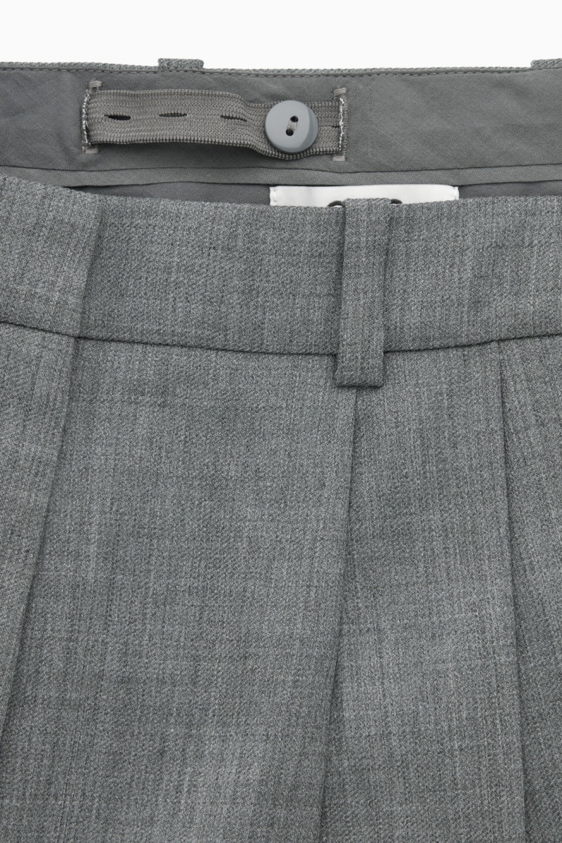 Women's COS Wide-Leg Tailored Wool-Blend Trousers Grey NZ-68SURXWGN