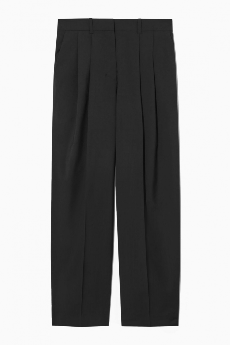 Women's COS Wide-Leg Tailored Wool Pants Black NZ-94PFETDHG
