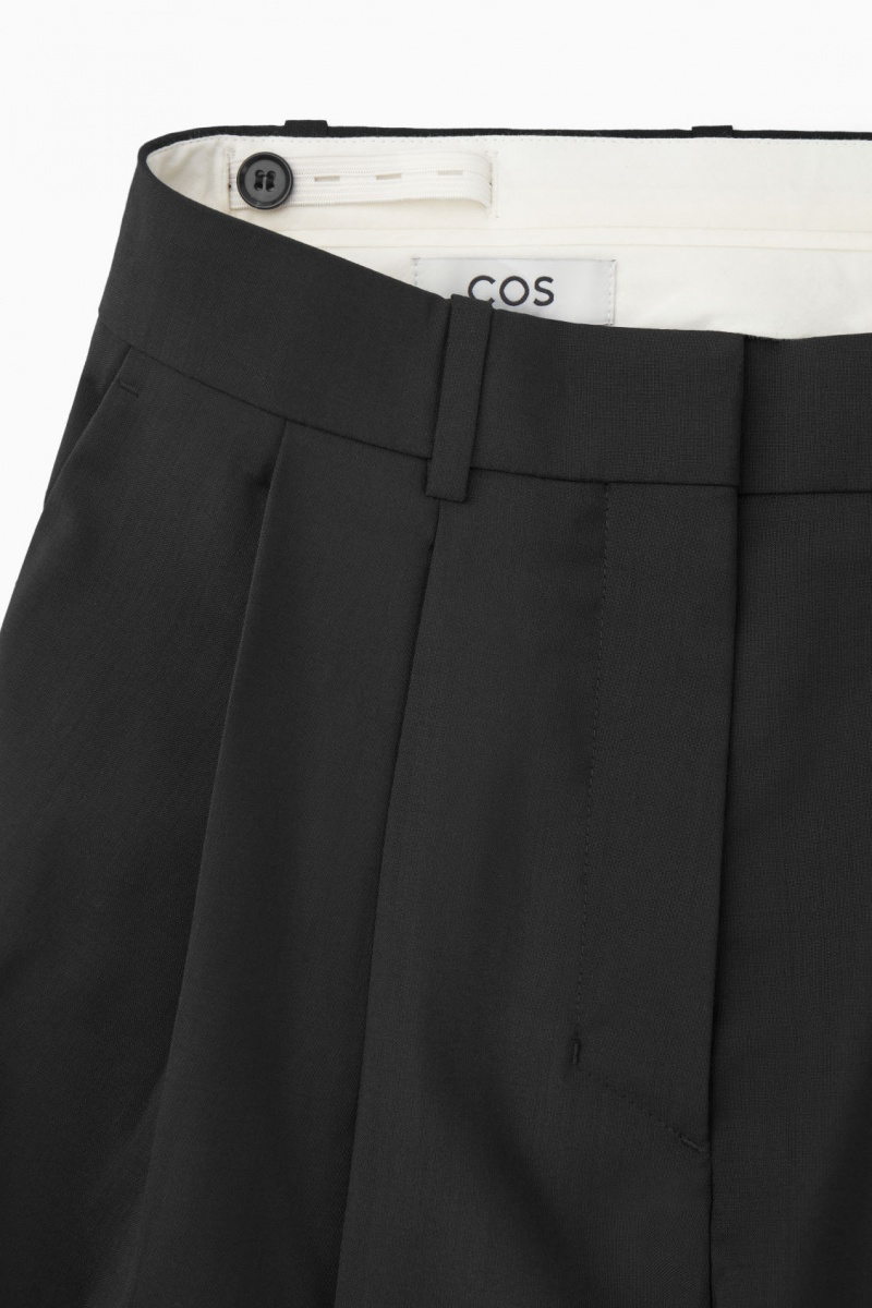 Women's COS Wide-Leg Tailored Wool Pants Black NZ-94PFETDHG