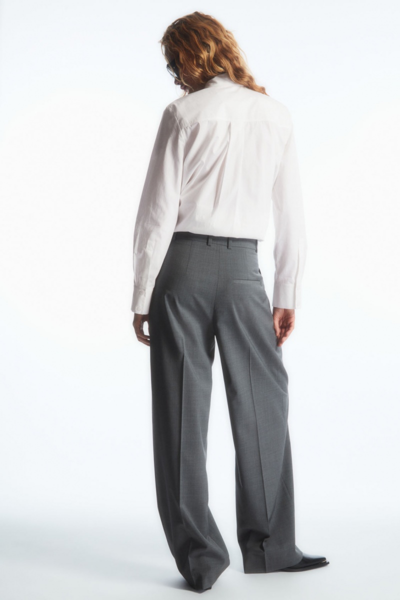 Women's COS Wide-Leg Tailored Wool Pants Grey NZ-98THGCFIB