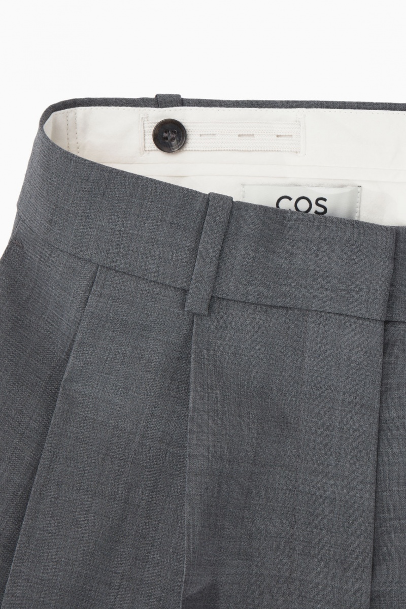 Women's COS Wide-Leg Tailored Wool Pants Grey NZ-98THGCFIB