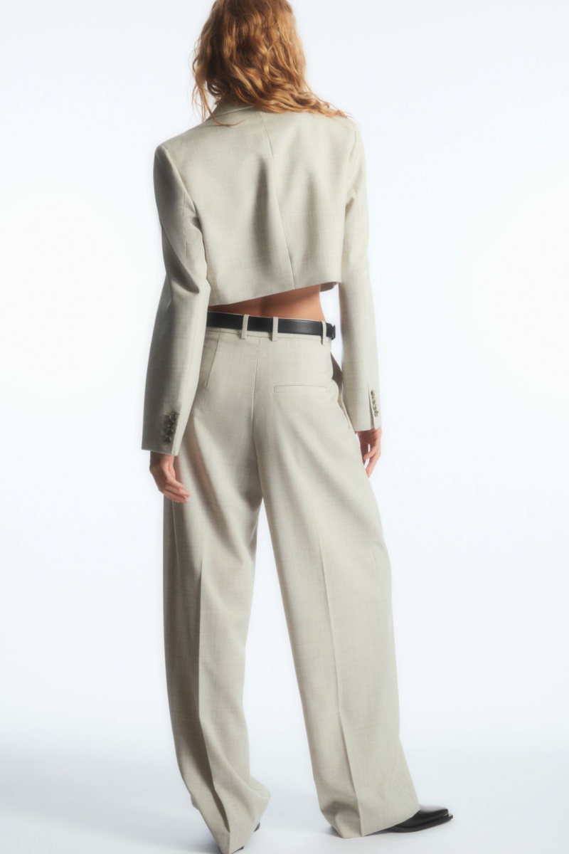 Women's COS Wide-Leg Tailored Wool Pants Light Beige NZ-60IDQVFOG
