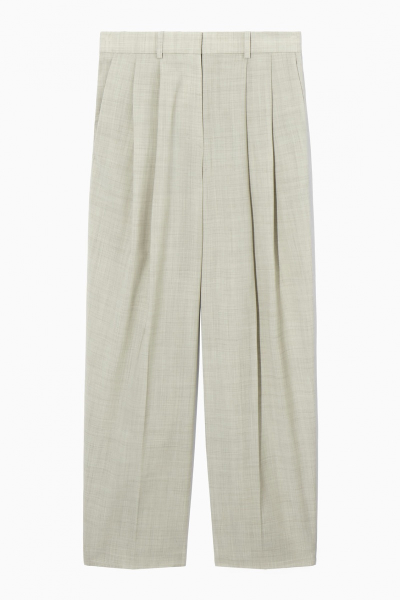 Women's COS Wide-Leg Tailored Wool Pants Light Beige NZ-60IDQVFOG