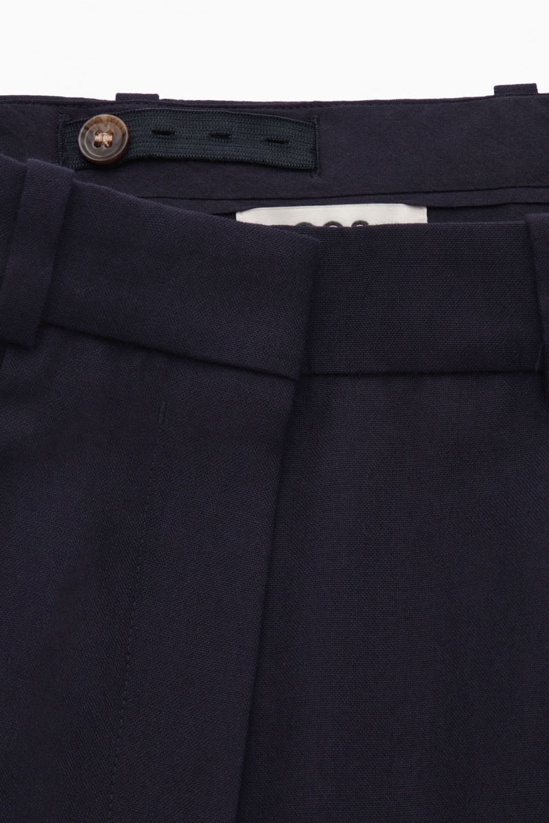 Women's COS Wide-Leg Tailored Wool Pants Navy NZ-67CUZLQMY