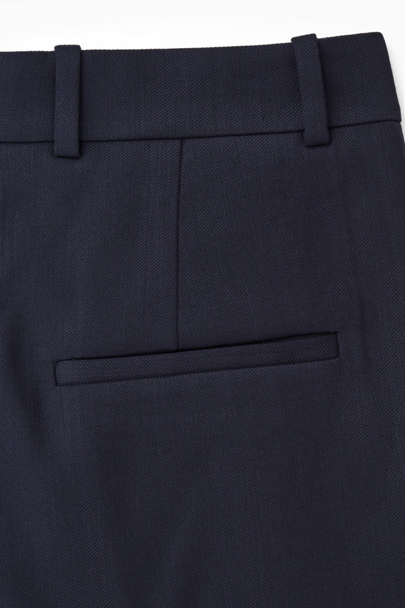 Women's COS Wide-Leg Tailored Wool Pants Navy NZ-52JYBCRDZ