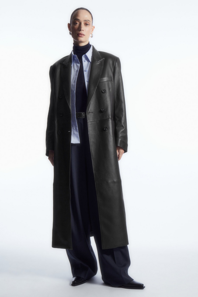 Women's COS Wide-Leg Tailored Wool Pants Navy NZ-52JYBCRDZ