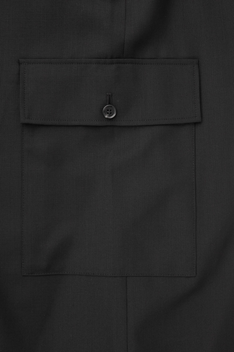 Women's COS Wide-Leg Wool Cargo Pants Black NZ-48ZCVAWEQ