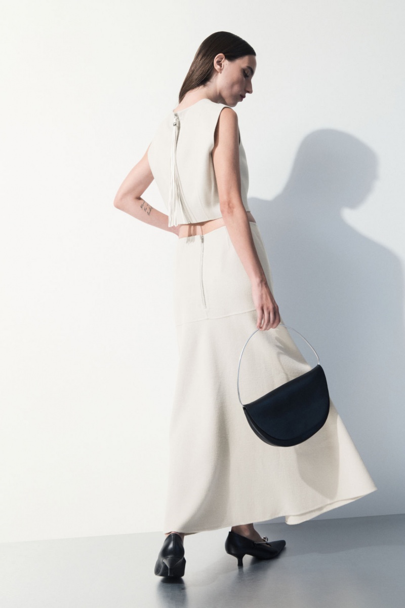 Women's COS Wool-Blend A-Line Midi Skirt Light Beige NZ-21ISNZUWD