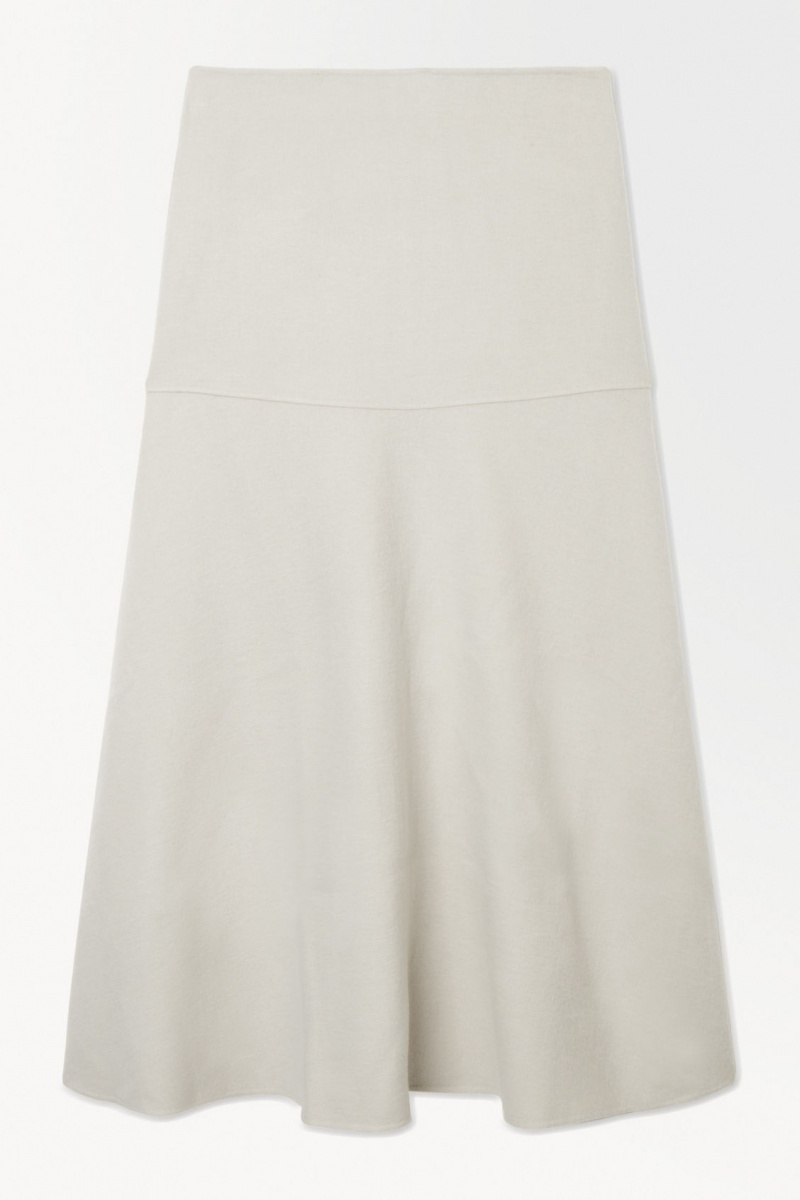Women's COS Wool-Blend A-Line Midi Skirt Light Beige NZ-21ISNZUWD