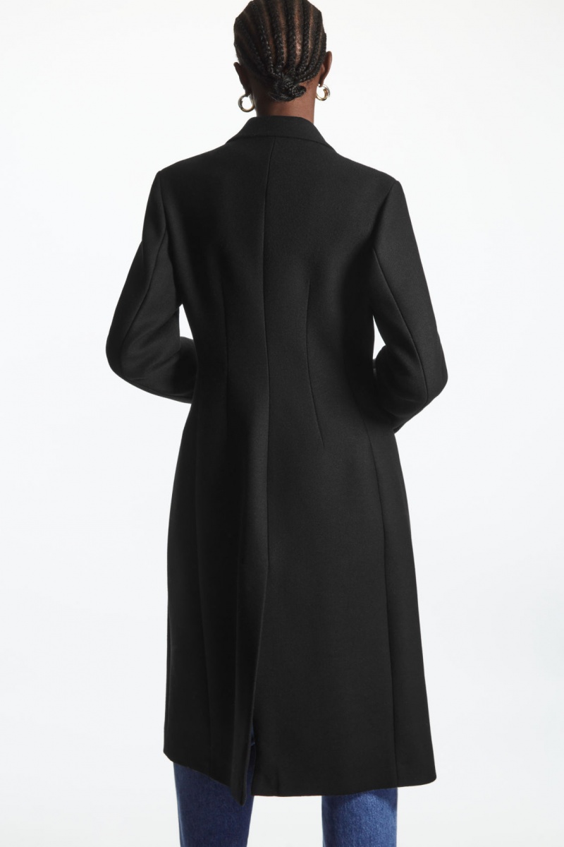Women's COS Wool-Blend Waisted Coats Black NZ-64OSFAIQZ