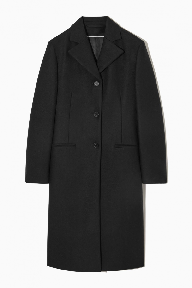Women's COS Wool-Blend Waisted Coats Black NZ-64OSFAIQZ