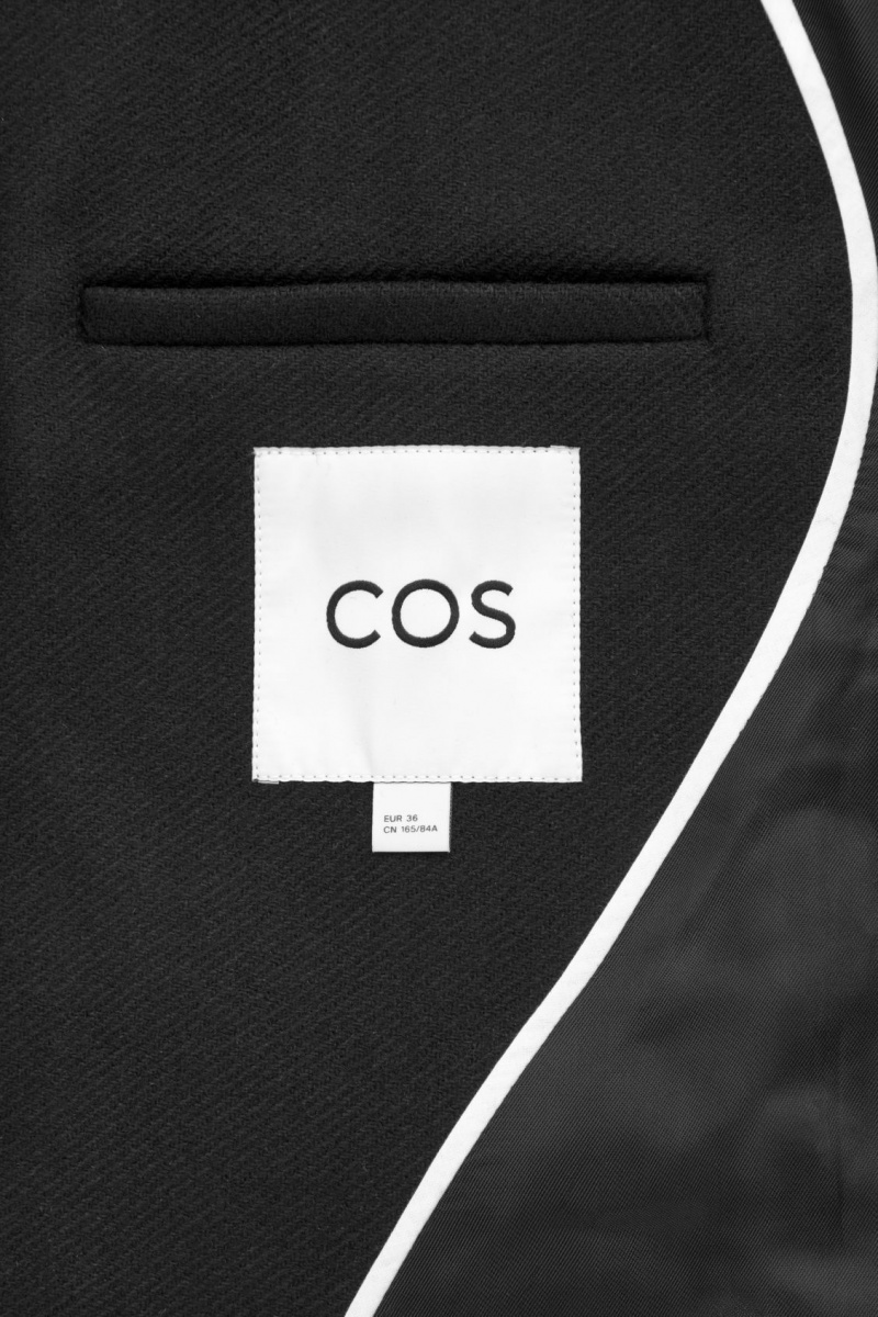 Women's COS Wool-Blend Waisted Coats Black NZ-64OSFAIQZ