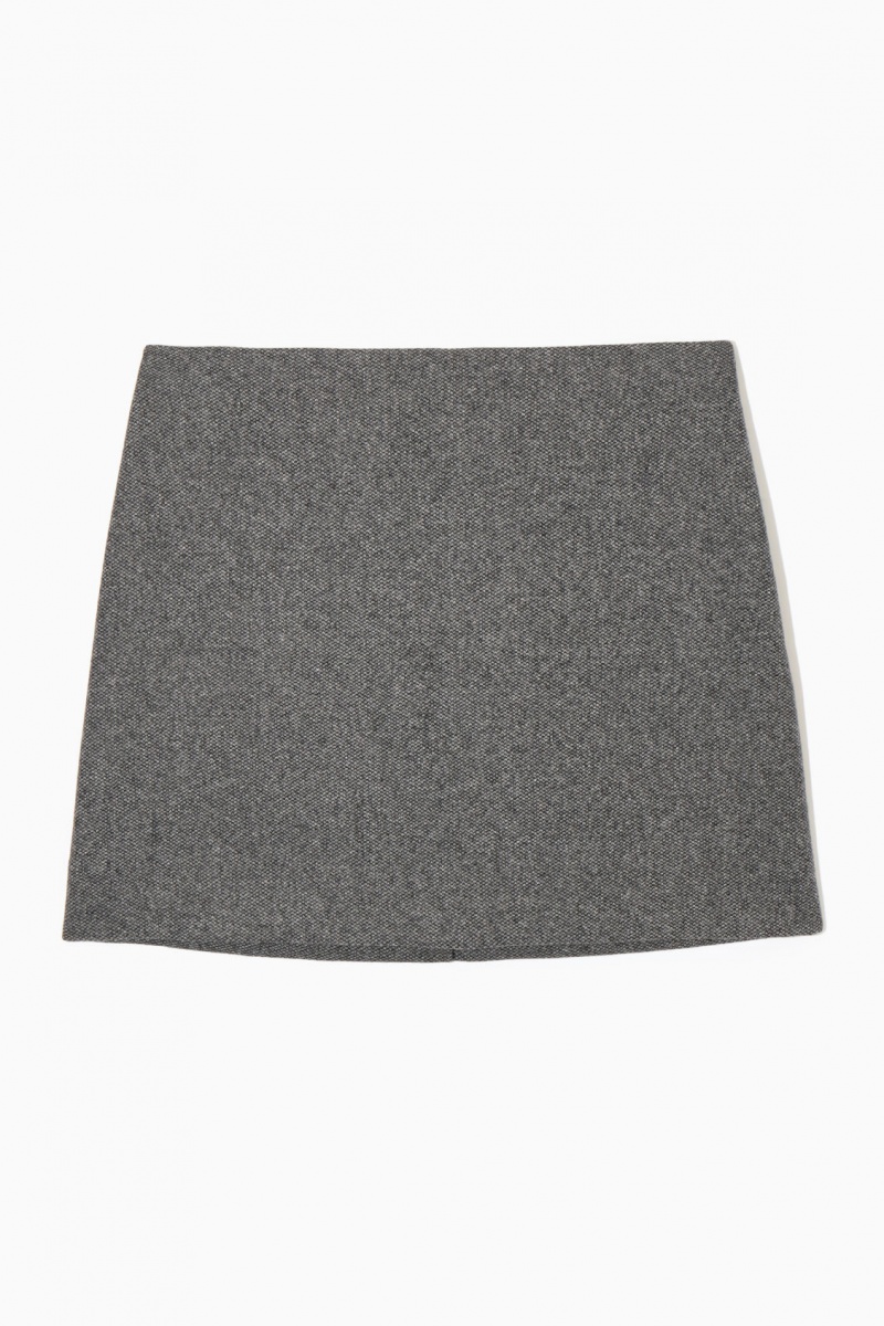 Women's COS Wool-Jacquard Mini Skirt Black / White NZ-16QGWRHNS