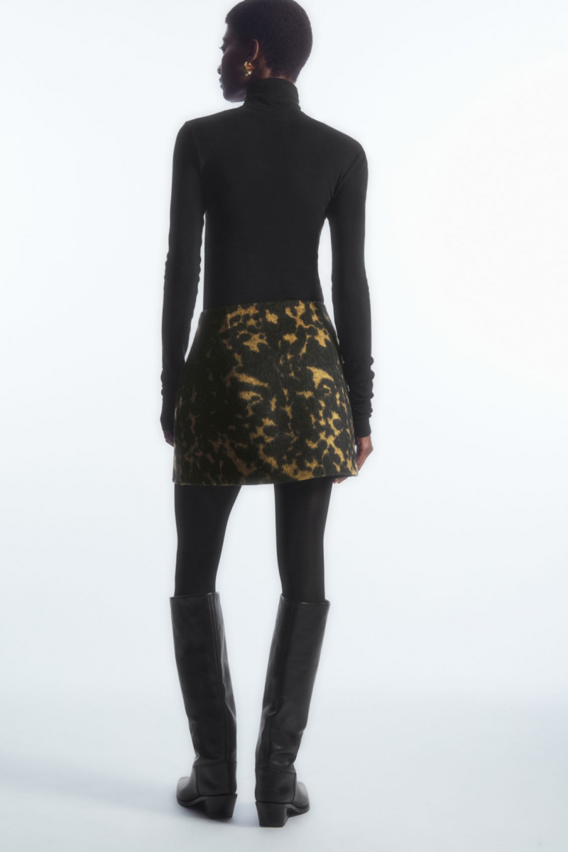 Women's COS Wool-Jacquard Mini Skirt Brown NZ-67WGZBNIK