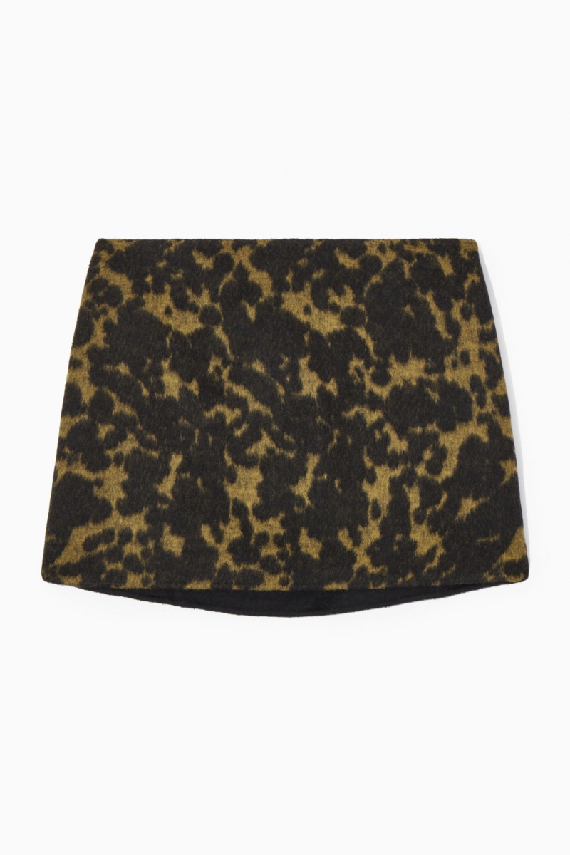 Women's COS Wool-Jacquard Mini Skirt Brown NZ-67WGZBNIK