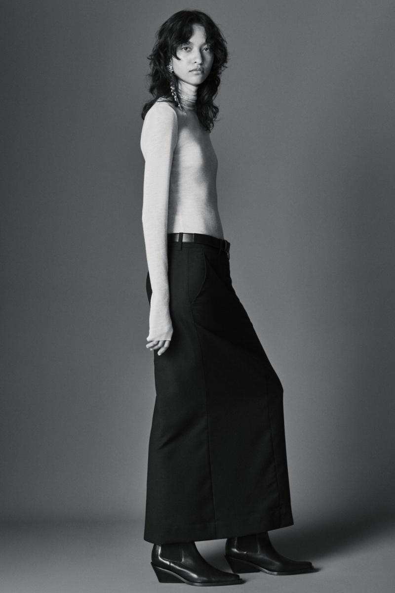 Women's COS Wool Column Maxi Skirt Black NZ-48JBMYSOA