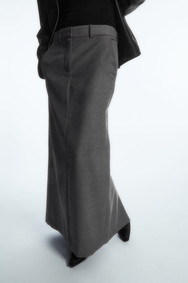 Women's COS Wool Column Maxi Skirt Grey NZ-53MAXCQKP