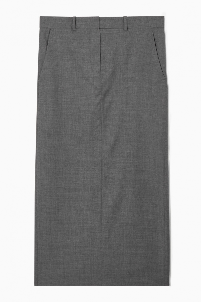 Women's COS Wool Column Maxi Skirt Grey NZ-53MAXCQKP