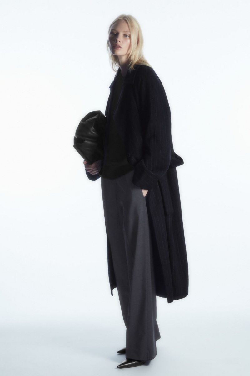Women's COS Wool Drawstring Pants Navy NZ-62VHZNBUI