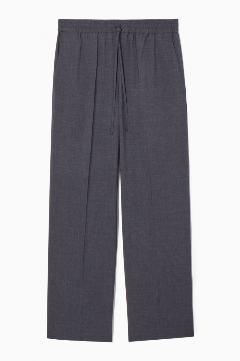 Women's COS Wool Drawstring Pants Navy NZ-62VHZNBUI