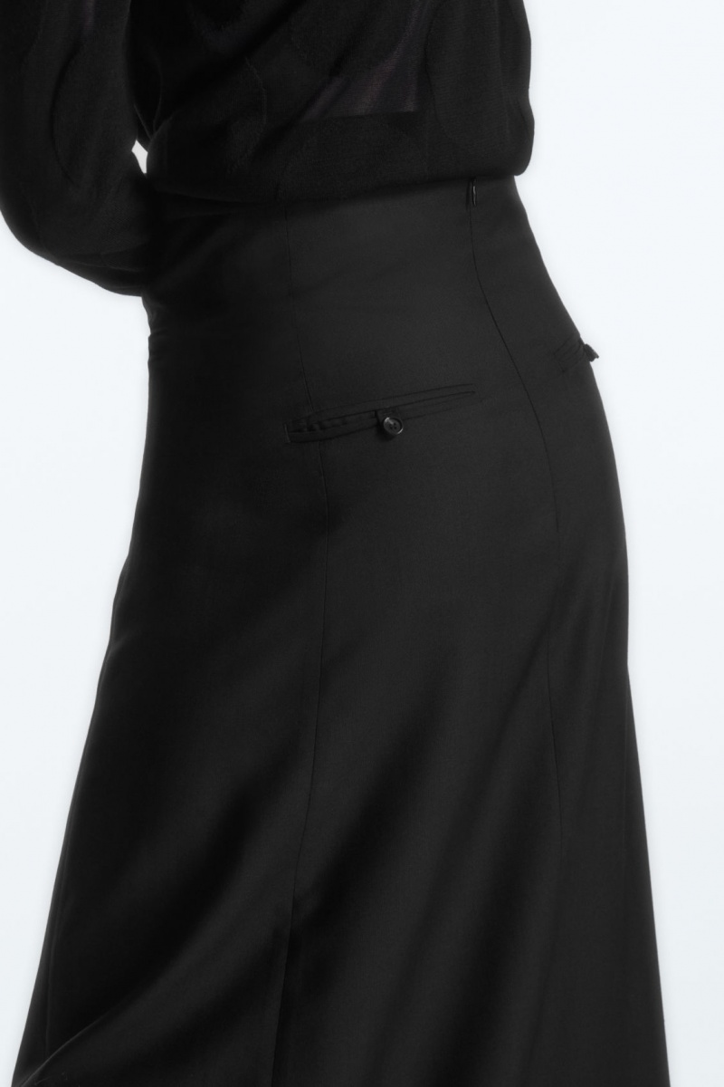 Women's COS Wool Maxi Skirt Black NZ-25SCARKWF