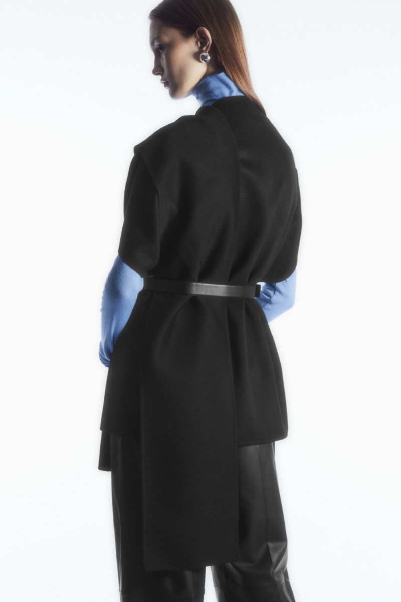 Women's COS Wool-blend Cape Tops Black NZ-42DZCPBXL