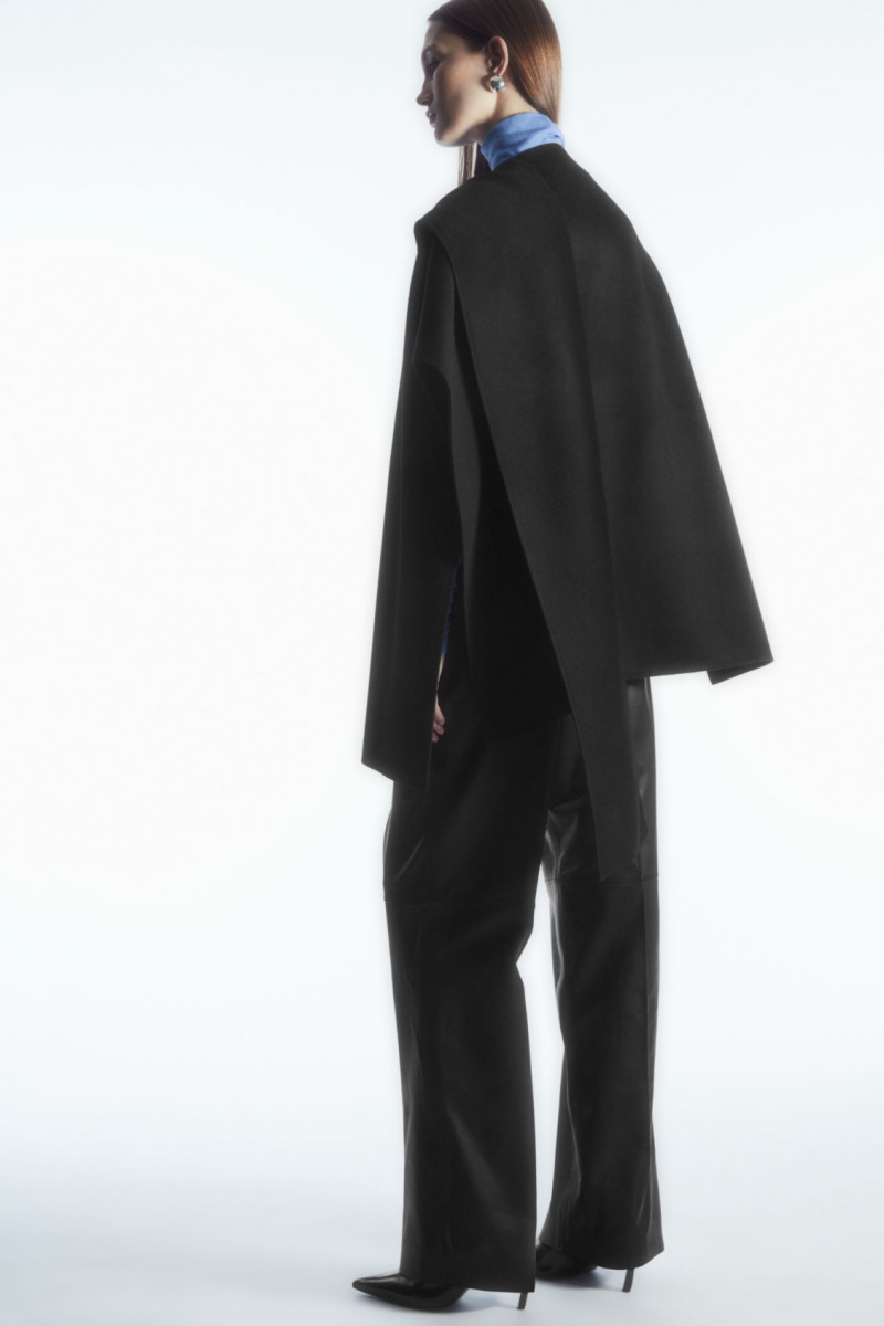 Women's COS Wool-blend Cape Tops Black NZ-42DZCPBXL