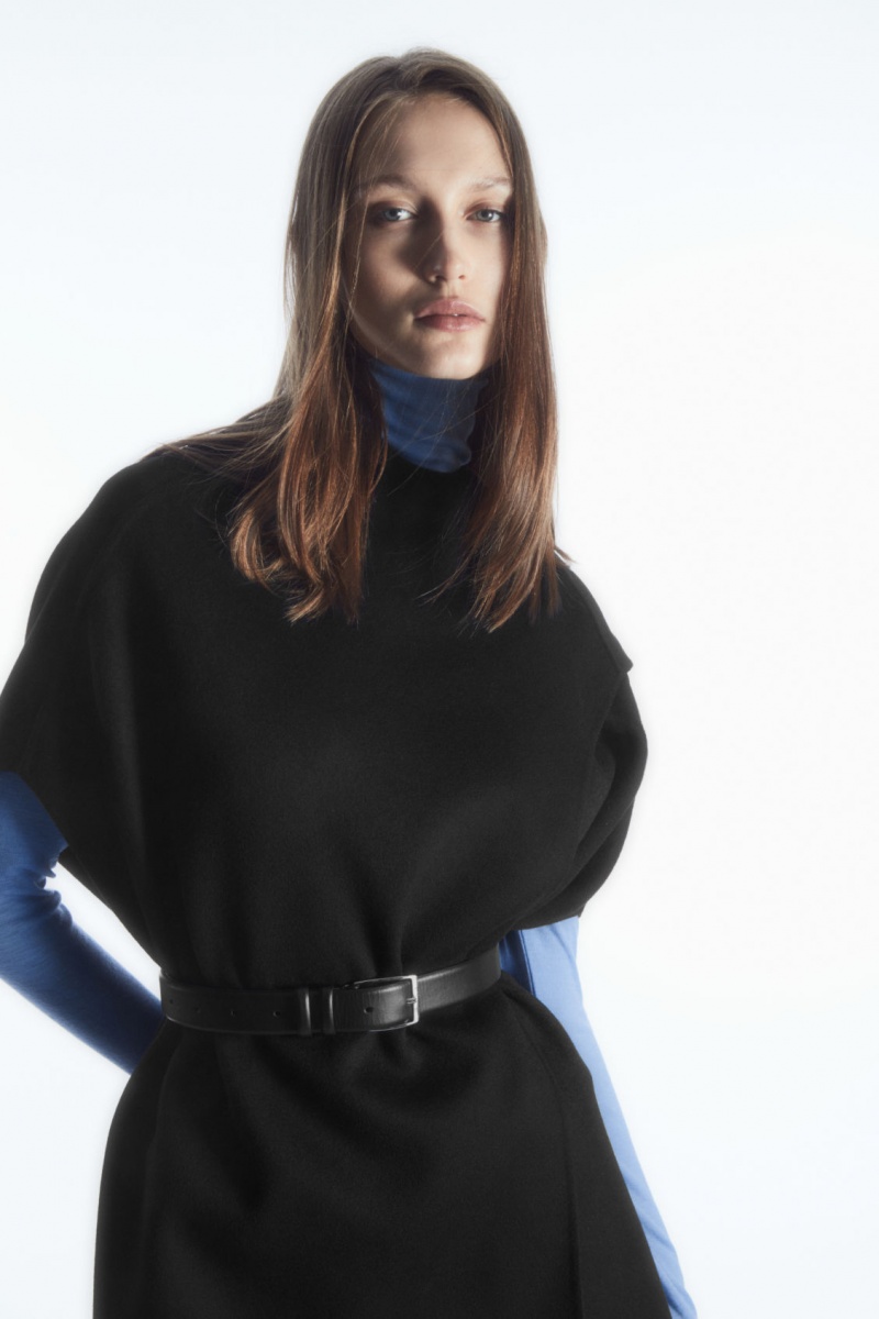 Women's COS Wool-blend Cape Tops Black NZ-42DZCPBXL