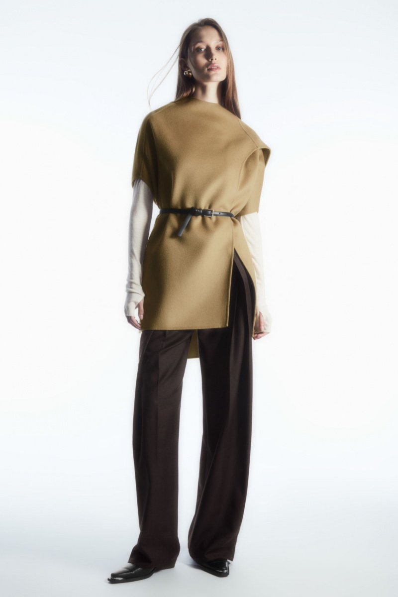 Women's COS Wool-blend Cape Tops Light Brown NZ-24QYMRZCB