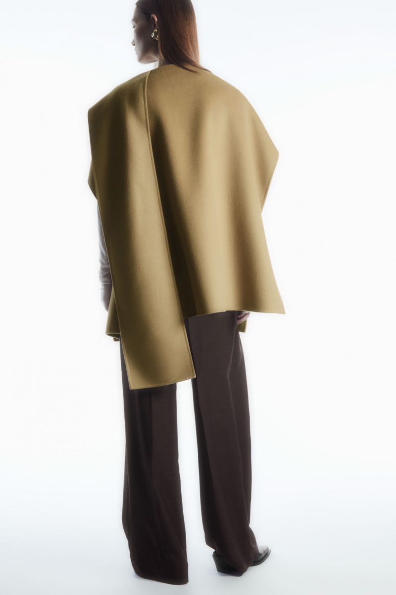 Women's COS Wool-blend Cape Tops Light Brown NZ-24QYMRZCB