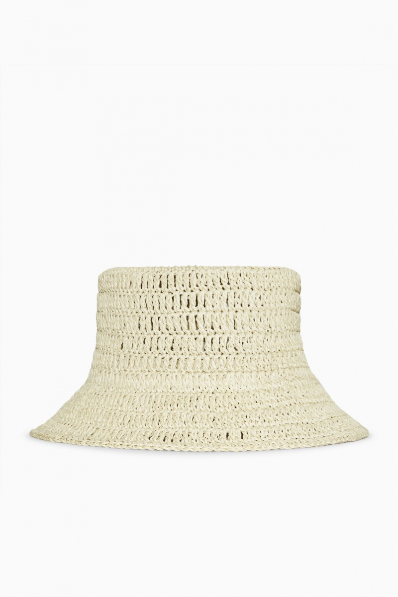 Women's COS Woven Straw Bucket Hats Beige NZ-86VYXDRQL