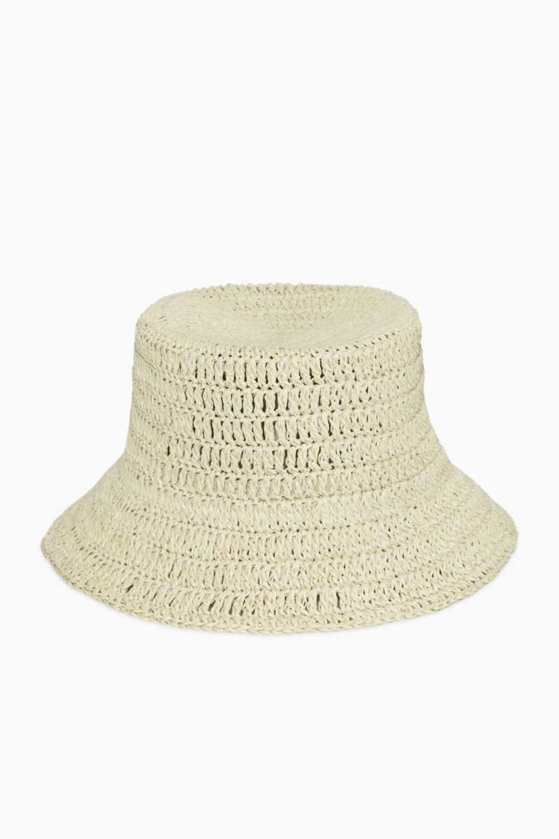 Women's COS Woven Straw Bucket Hats Beige NZ-86VYXDRQL
