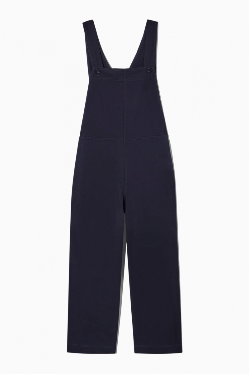 Women's COS Wrap-Back Wide-Leg Dungarees Pants Navy NZ-60NLHEOZT