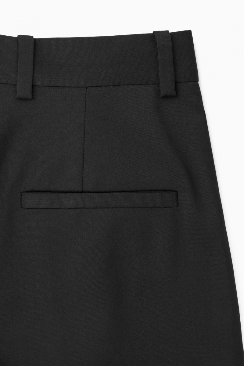 Women's COS Wrap-Front Wide-Leg Wool Pants Black NZ-64FZBUMCT