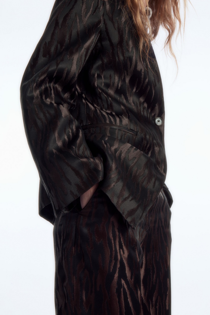 Women's COS Zebra-Jacquard Tailored Pants Dark Brown / Black NZ-68FEYIXTS