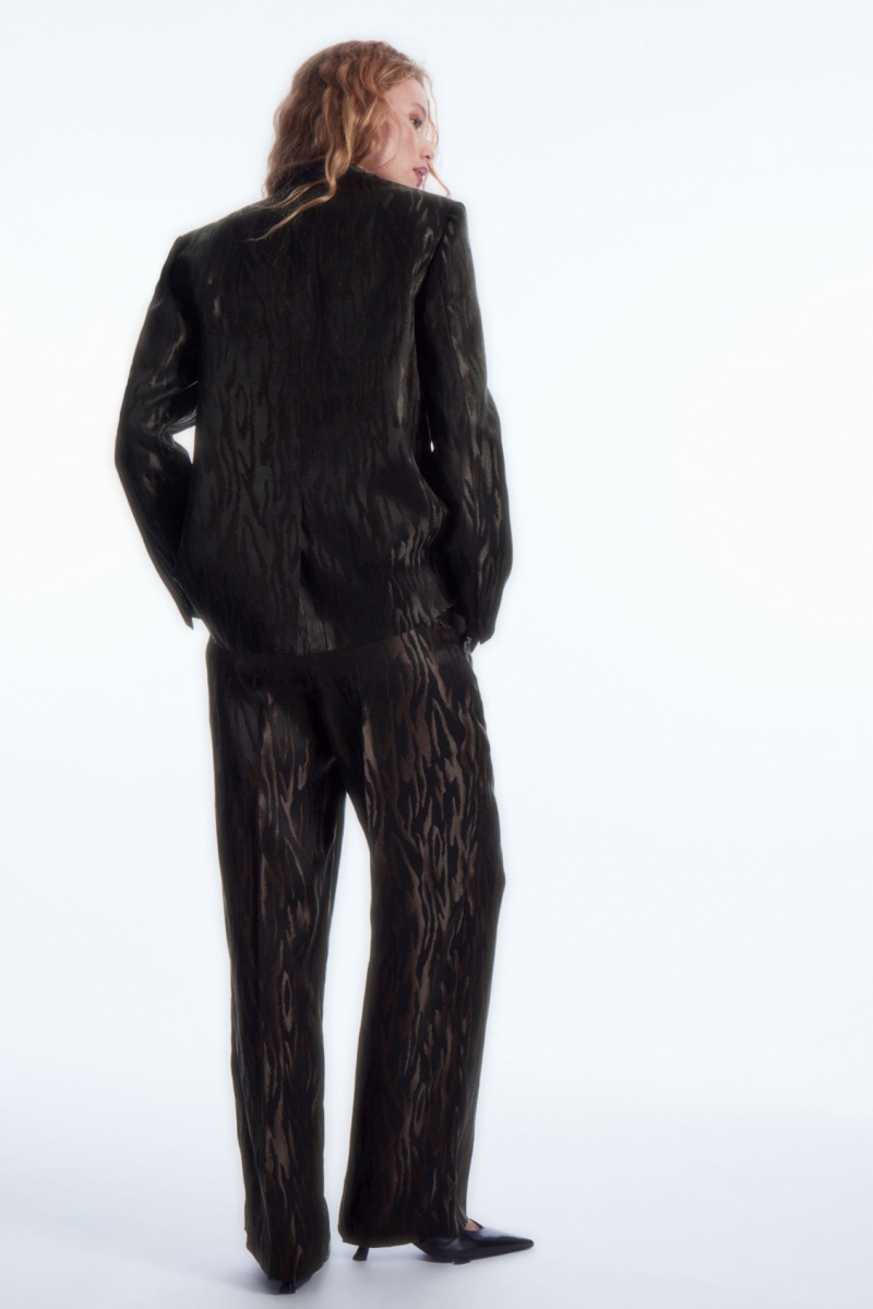 Women's COS Zebra-Jacquard Tailored Pants Dark Brown / Black NZ-68FEYIXTS